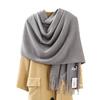 Solid Color Scarf for Women Winter Thickened Warm Imitation Cashmere Scarf Versatile Men's Shawl Tassel White Scarf