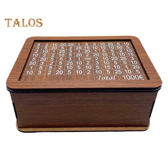 Wooden Money Box with Counter Marker Pen 1000/3000/10000 USD Piggy Bank Coin Cash Container Kids Adults Money Saving Challenge Case Jar