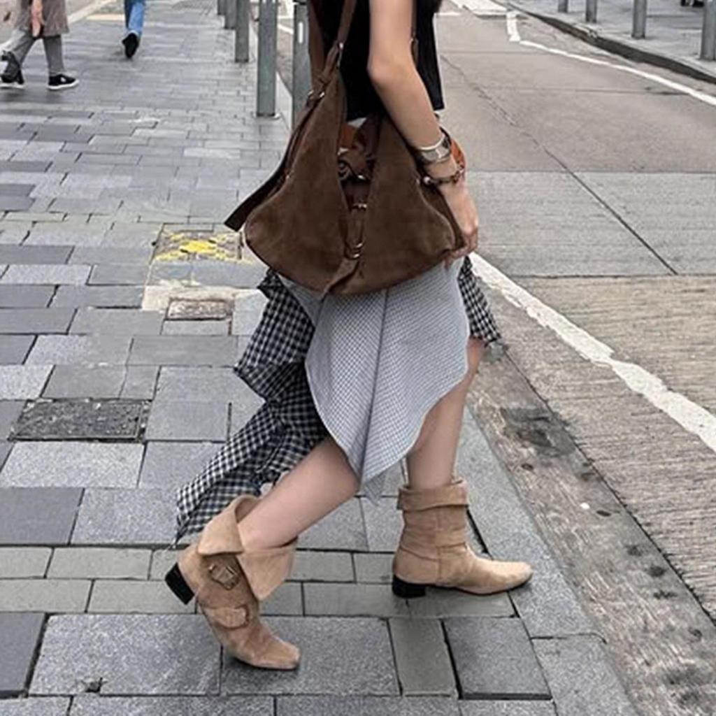 Y2K Style Plaid & Floral Low-Waist Ruffled Skirt