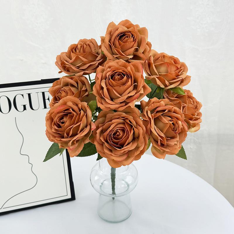 Rose Bridal Wedding Decor Artificial Silk Flower Bouquet For Home Stage Events