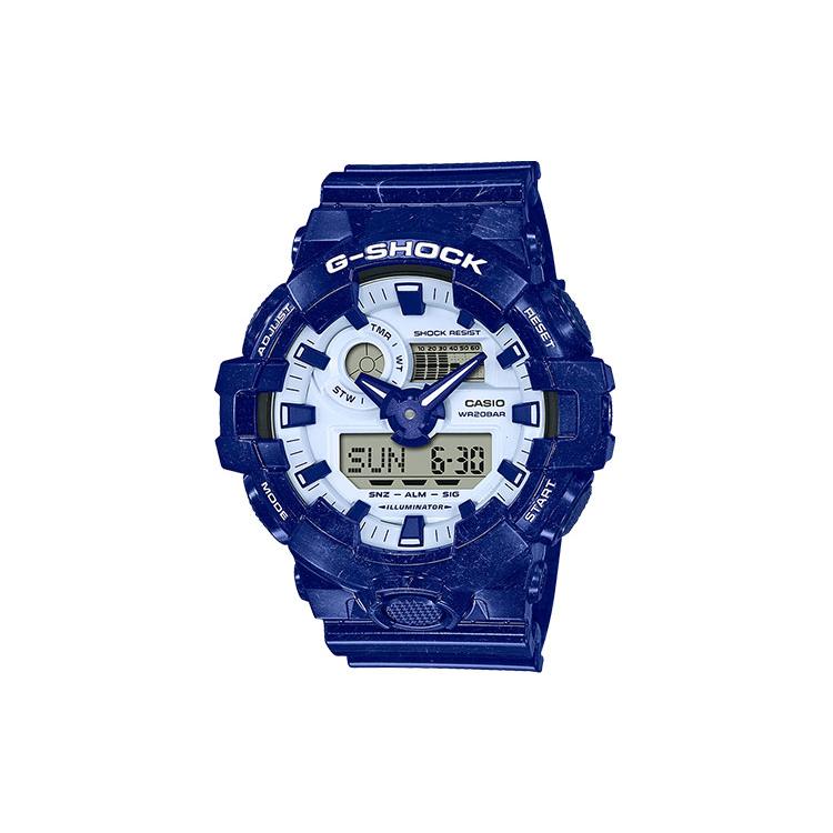 Casio Herren Flüssigkristall/Analog Dual-Display Serie Blaue Uhr GA-700BWP-2APFQ