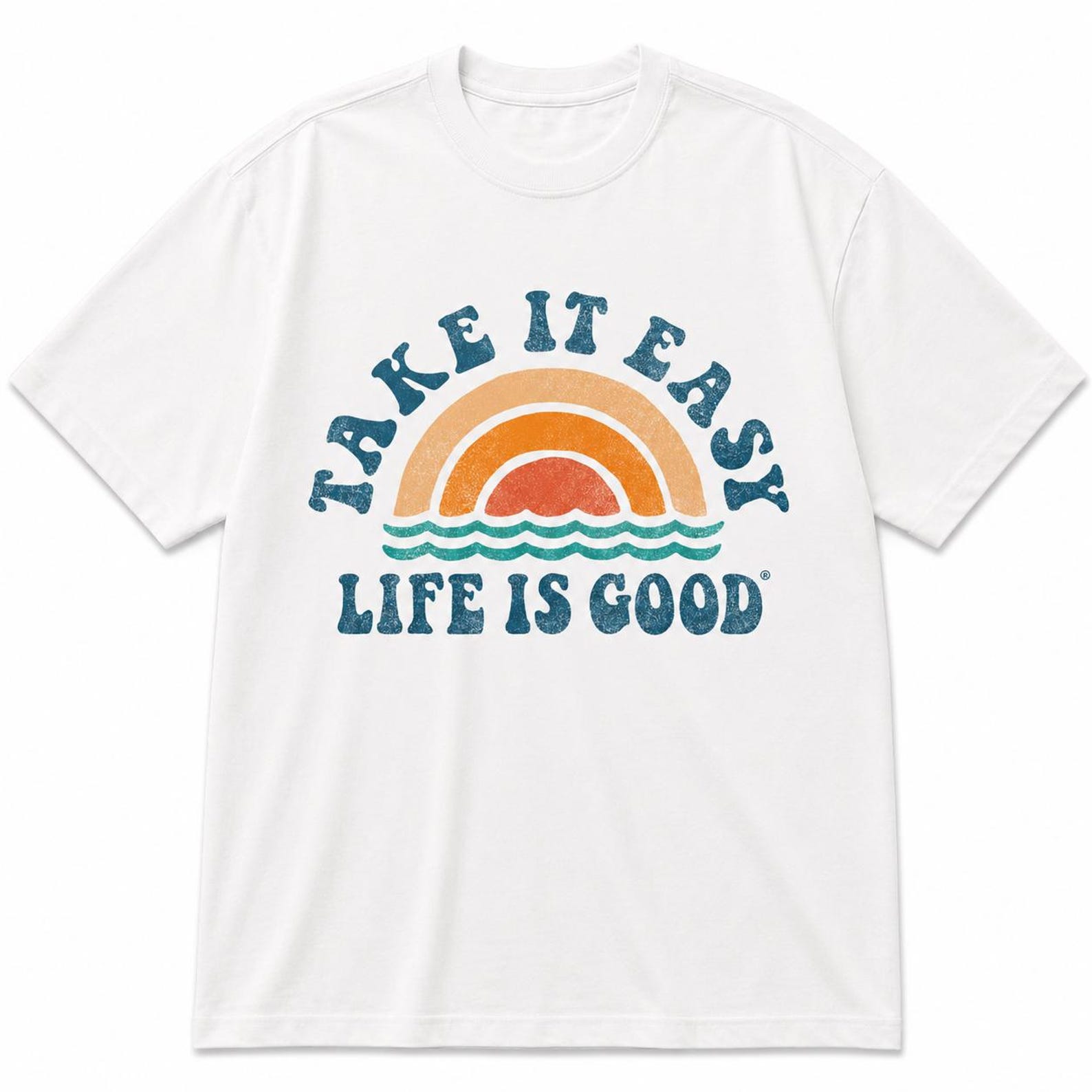 Take It Easy Life Is Good Retro Beach Sunset T-Shirt S