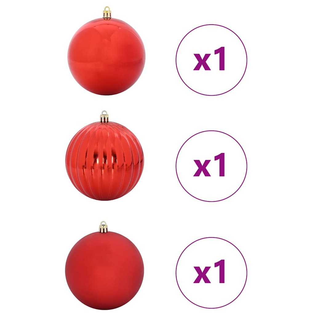 XXL Christmas Ornament Set 3 pcs Red Plastic
