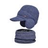 Winter warm ear protection hat scarf set plush wool hat men's European and American pullover knitted hat
