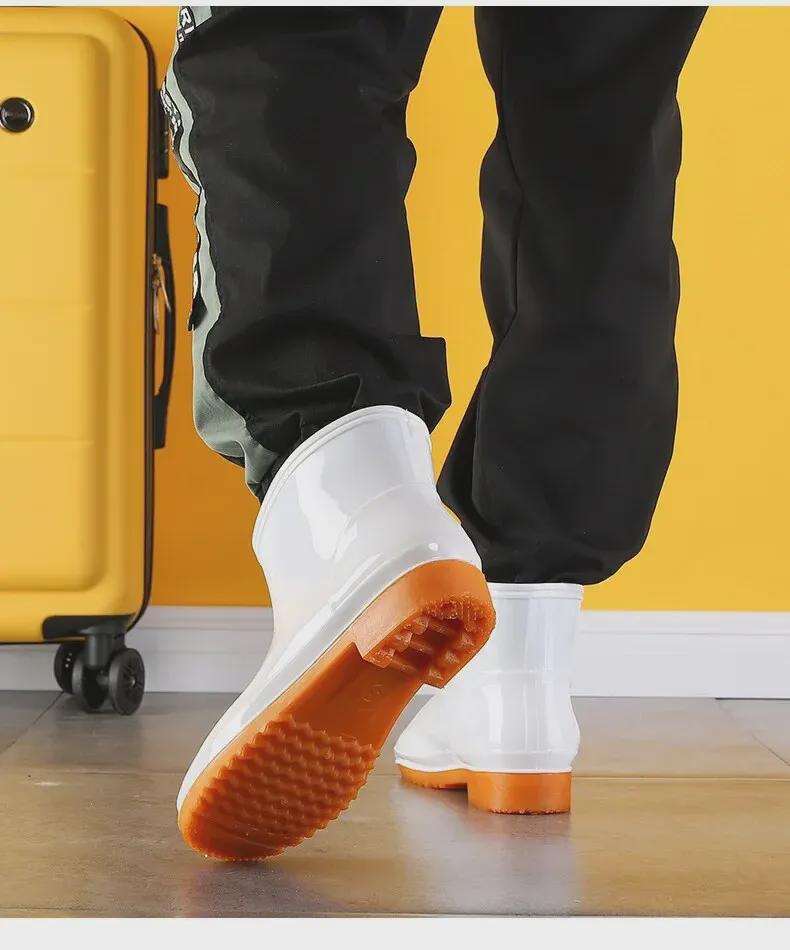 Tendon Sole Unisex White Waterproof Non-Slip Rubber Hygiene Boots for Medium and High Food Safety and Farm Work.