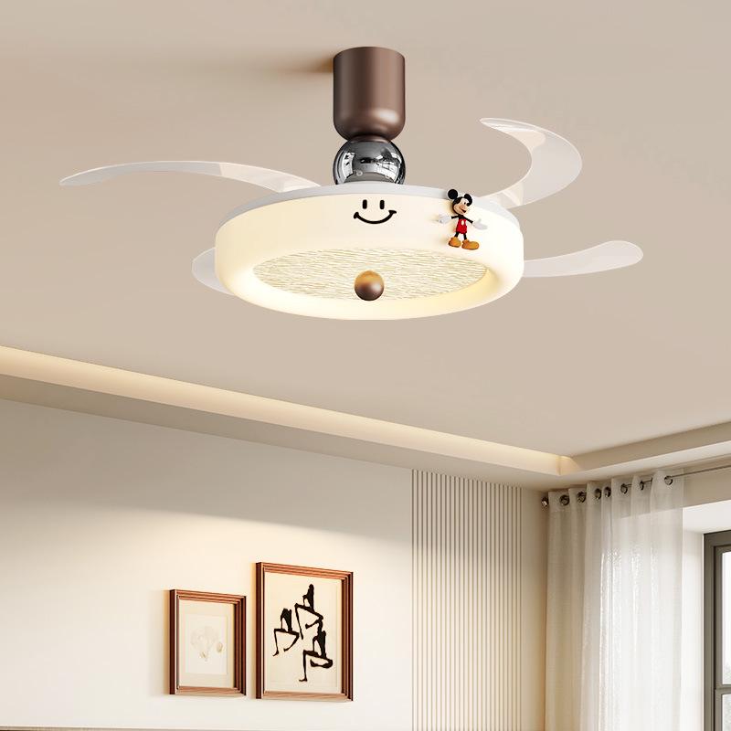 Cream Style Silent Ceiling Fan Light with Eye-Protecting Retro Design for Bedrooms and Children's Rooms