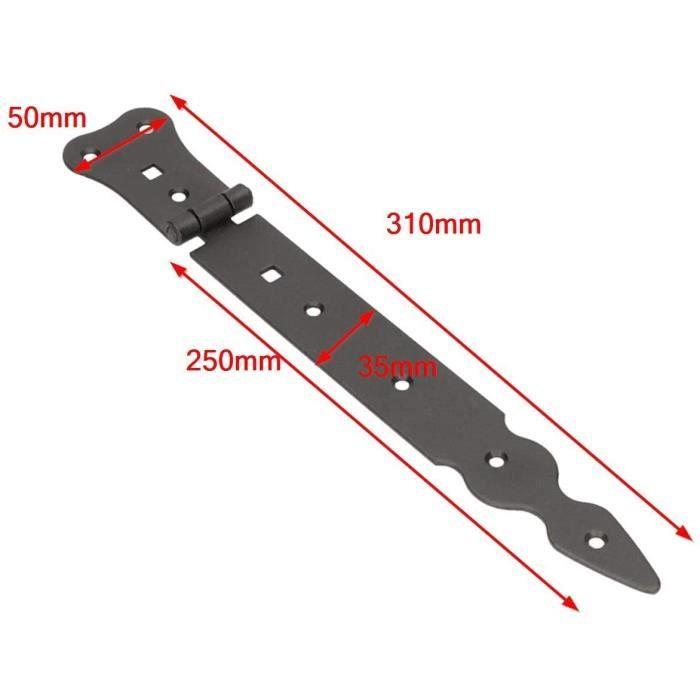 Charnière De Porte - KOTARBAU - 250 Mm - Acier Inoxydable - Couleur Noire - Résistante Aux Intempéries