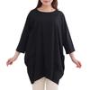 Plus Size Cocoon Loose Fit Sleeves Black [Happy Marilyn] Tunic, Silhouette, Women's Dress, Simple, Figure-Flattering 430893 7L-8L / Three-Quarter /