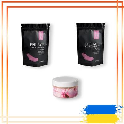 A Set of Granules for Hair Removal Passion Plum + Body Scrub Oil Scrub Flowers