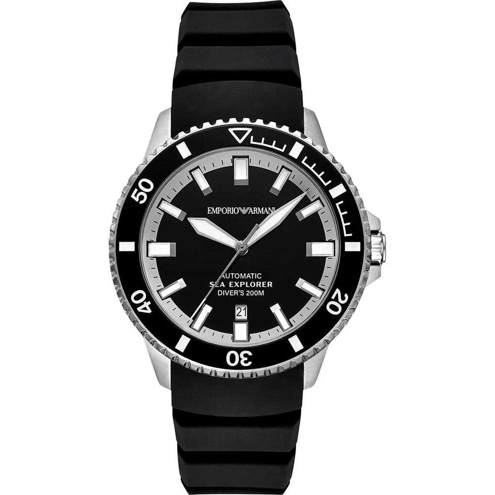 Emporio Armani Sea Explorer Black Silicone Men s Mechanical Automatic AR60086 Watch чёрный