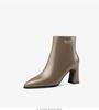 Women's High Heel Soft Leather Ankle Boots, 2025 Autumn Winter Collection, Pointed Toe, Plus Velvet.