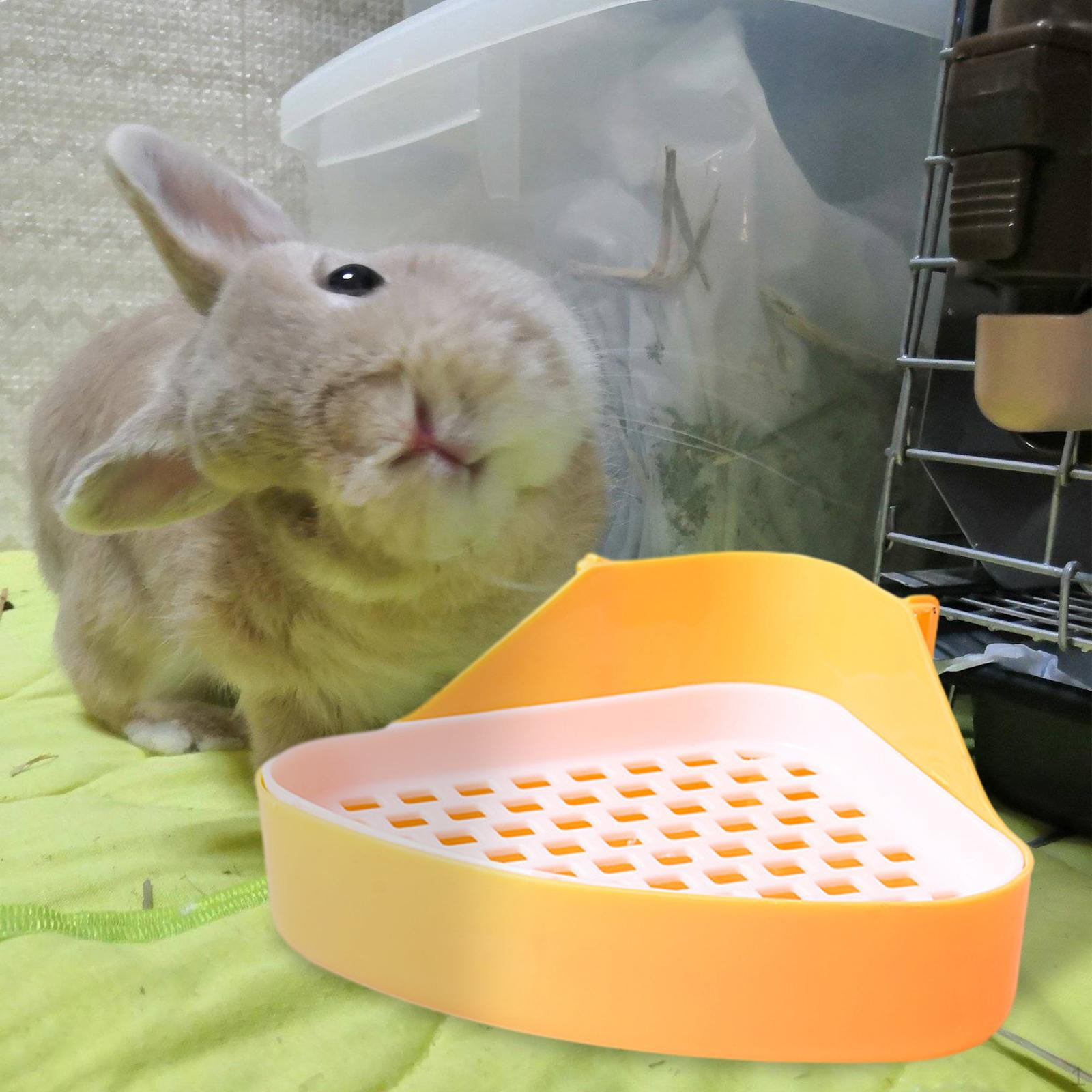 

Litter Box Bedpan Bunny Restroom Tray Training Pan Cage with Corner for Small жовтий