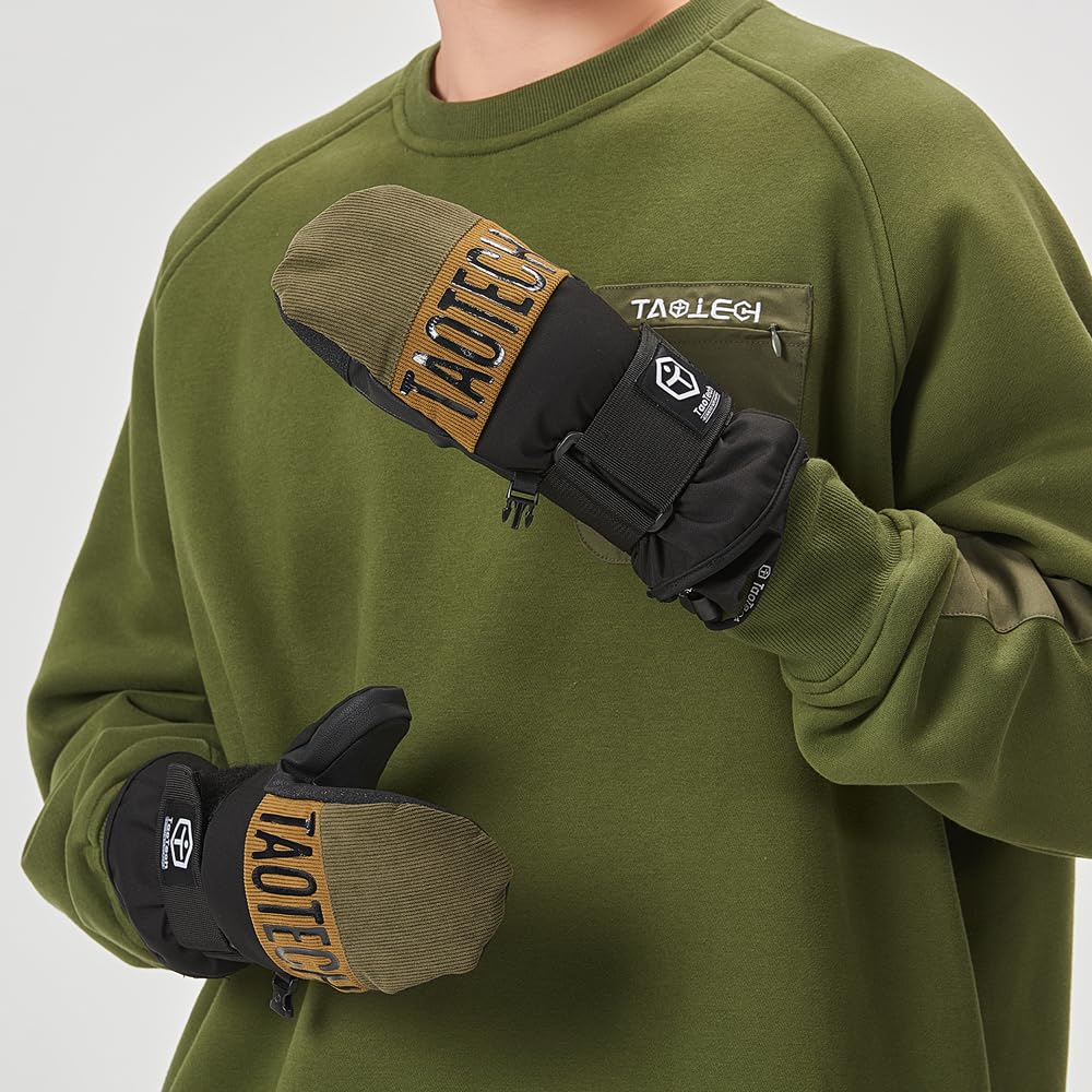 Basic Snowboard Mittens with Wrist Guards for Men and Ski Gloves with Inner Women, Protectors, Waterproof, Warm, Abrasion-Resistant, Five-Finger