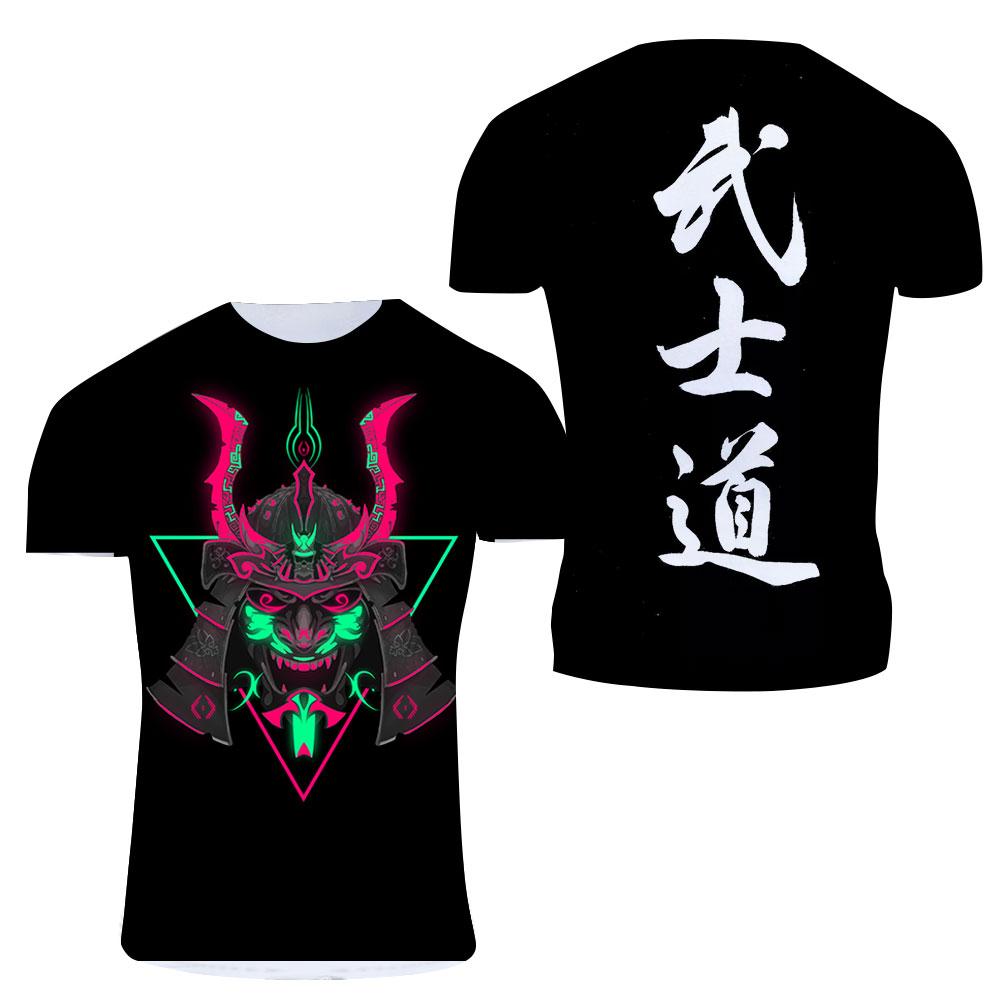 Eksklusiv design Bushido Kul T-skjorte Sommermote Menn Uformell personlighet Japansk Samurai-mønster trykt Streetwear-t-skjorter
