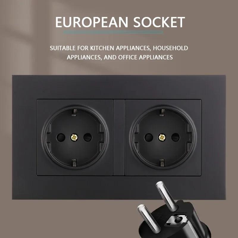 Standardní EU USB zásuvka typu C nabíjecí port, Francie se zásuvkou s vypínačem, 16A dvojitý rámeček, nástěnný USB napájení AC 110-250V