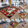 Christmas Themed Festive Rug Santa Snowman Holiday Scene Print Living Room Carpet Home Decor for Christmas Season