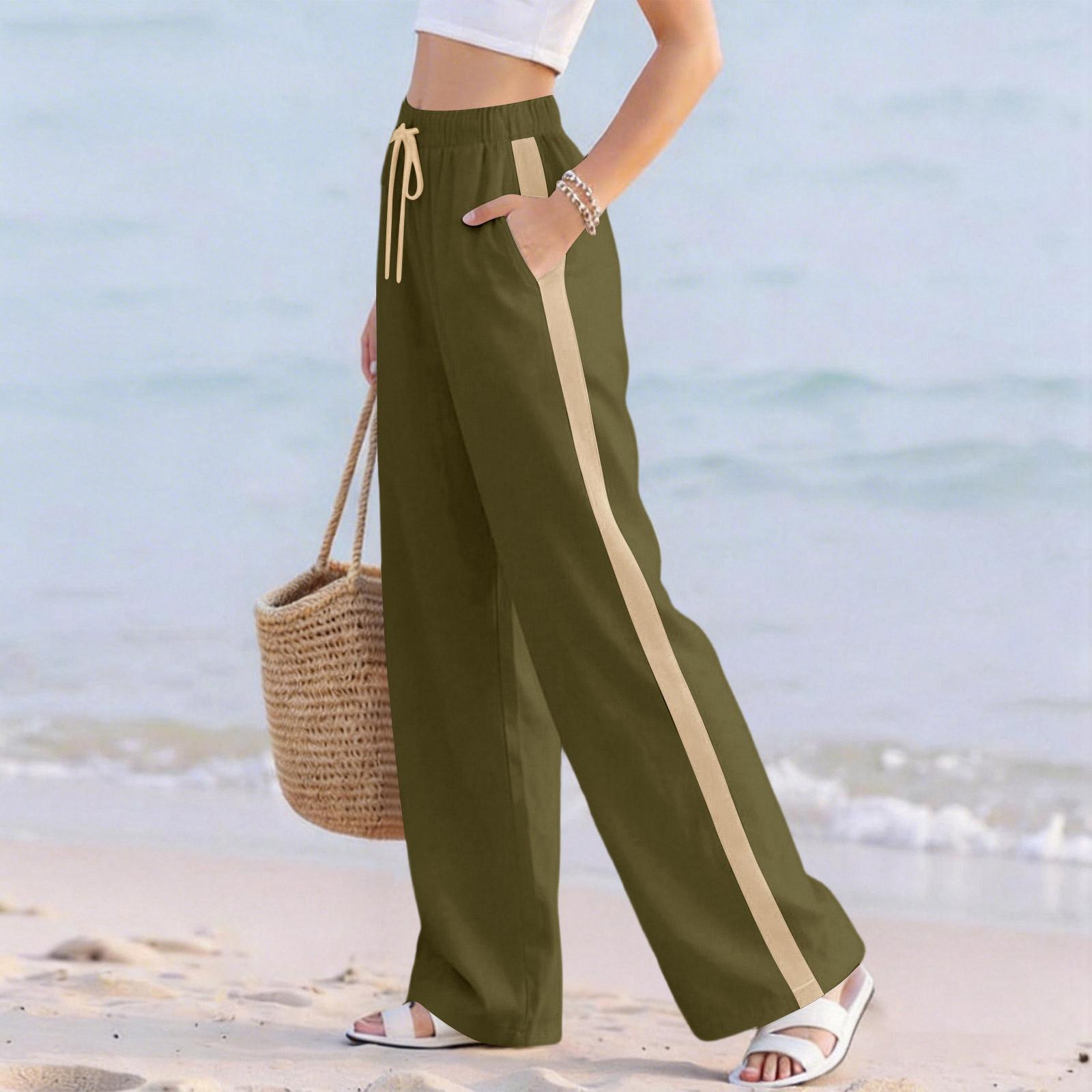 Women s Fashionable, Casual, Versatile New Patchwork Loose-Fitting Trousers L