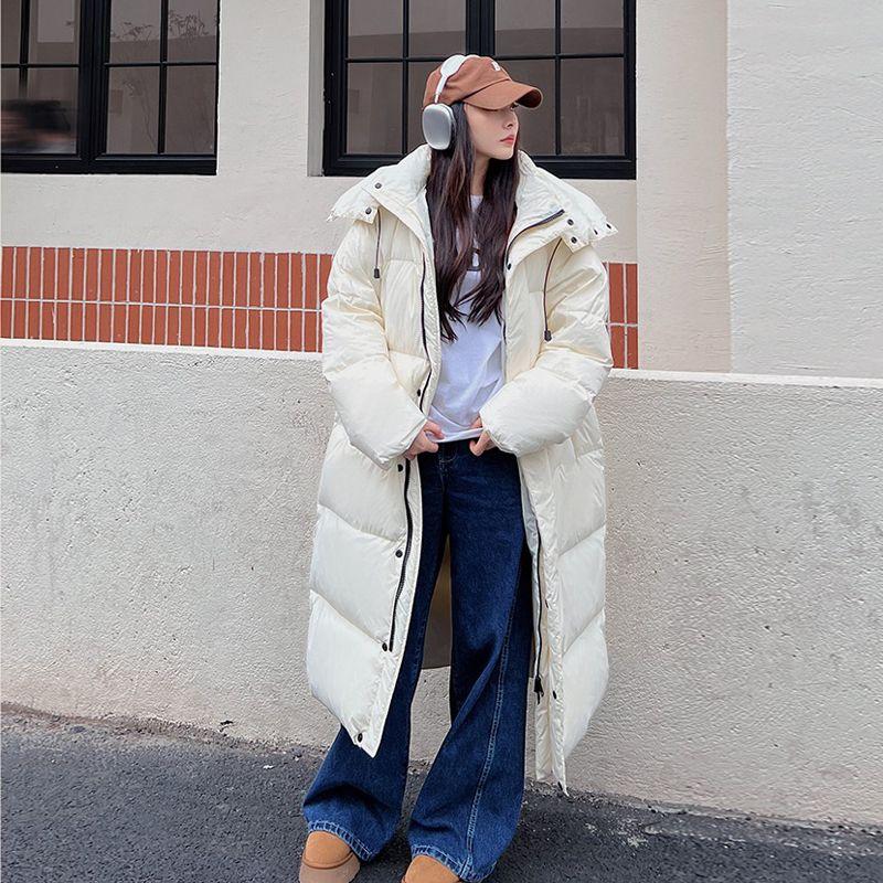 Oversize Cotton Jacket for Women, Long Overknee Length Bread Coat with Thickening