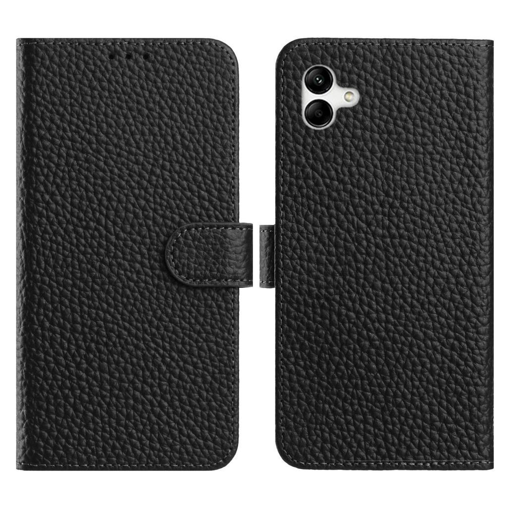 Flip Phone Case For Samsung Galaxy A05 4G/M05 4G/F05 Wallet Stand Litchi Texture Genuine Cow Leather Cover
