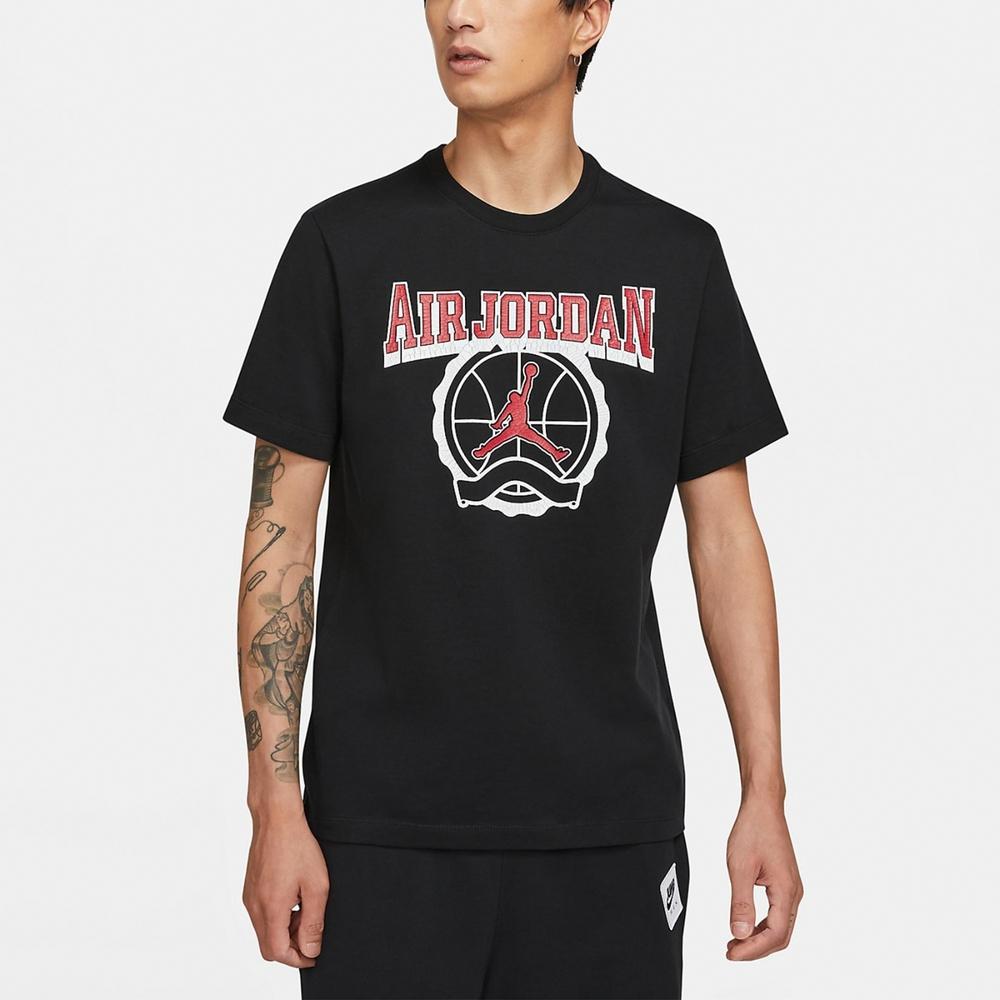 Jordan Explosive Logo Print Basketball Short Sleeve T-Shirt Men Tops Black CV3420-010