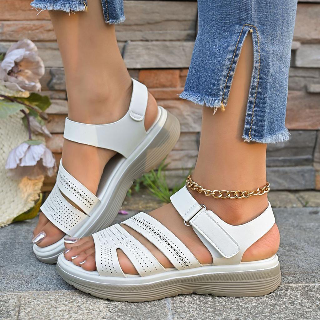 Fashion New Thick Bottom Roman Sandals Summer Casual Women's Shoes Peep Toe Sports Style Fashion Solid Color Wedge Female Beach Sandales