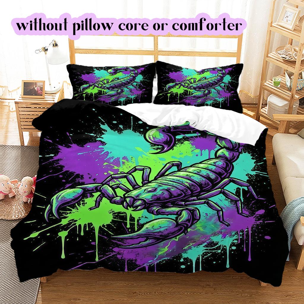 Splashing Ink Death  Pattern Bedding Quilt Set Quilt Cover Pillowcase Home Decoration Birthday Gift (1 * Duvet Cover + 2 * Pillowcase, Without Core)