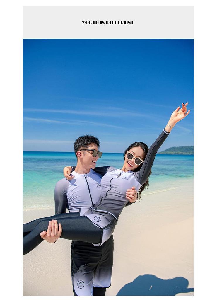 Matching Men's & Women's Sun Protection Split Long Sleeve Wetsuit - Snorkeling & Surfing Suit