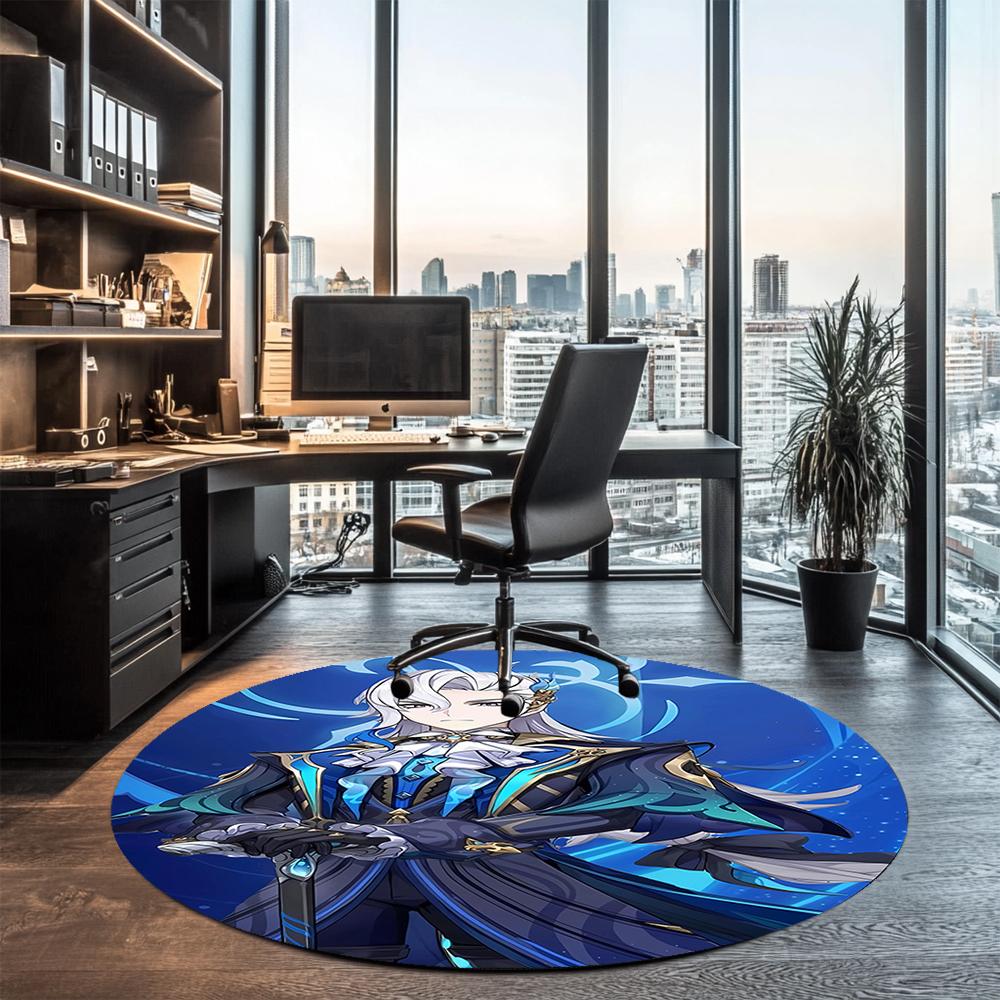 Genshin Impact Printed Round Rug Carpet Chair Rug Area Rug Entryway Doormats,for Office Chair Living Room Bedroom Kitchen Room.