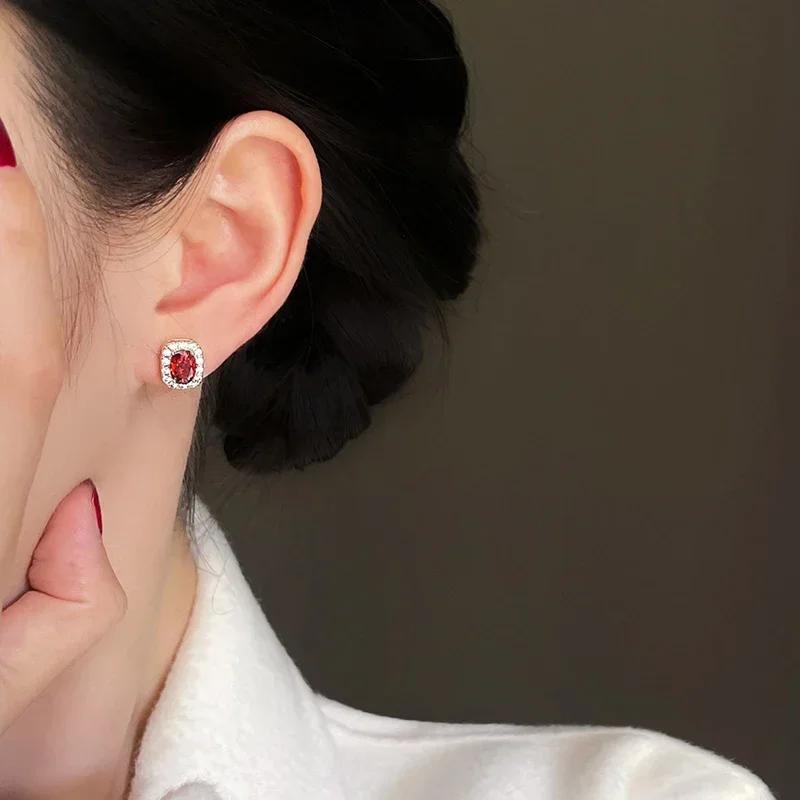 PONYKISS Sterlingové stříbro Zirkonové čtvercové náušnice pro ženy Minimalistické Vintage Jemné Lehký luxusní doplňky