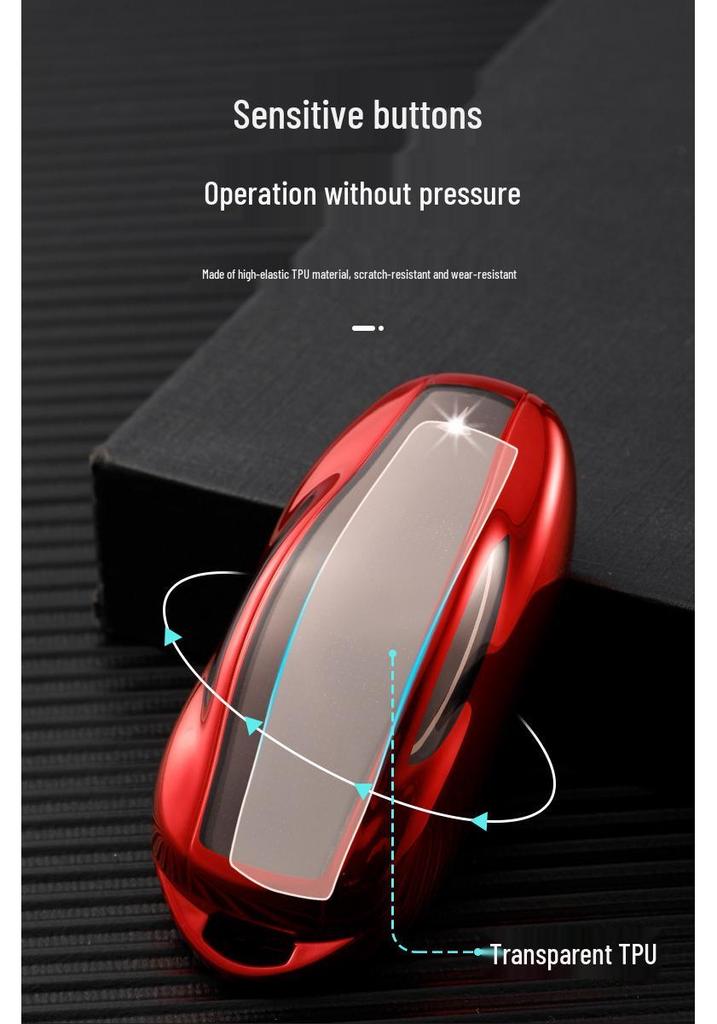 Tesla Model S TPU Transparent Key Cover with Buckle