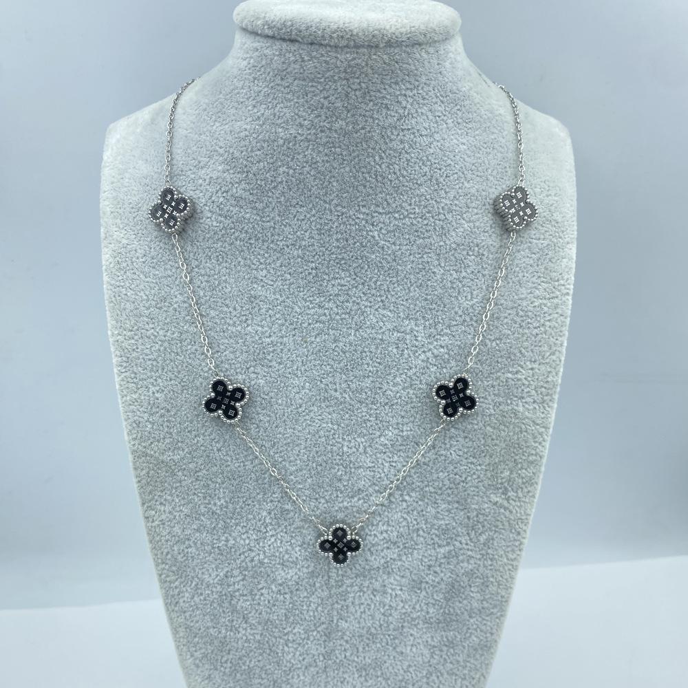 13MM Titanium Steel 5 Flowers Double Sided Shell Star Pattern Shell Lucky Four Leaf Clover Necklace