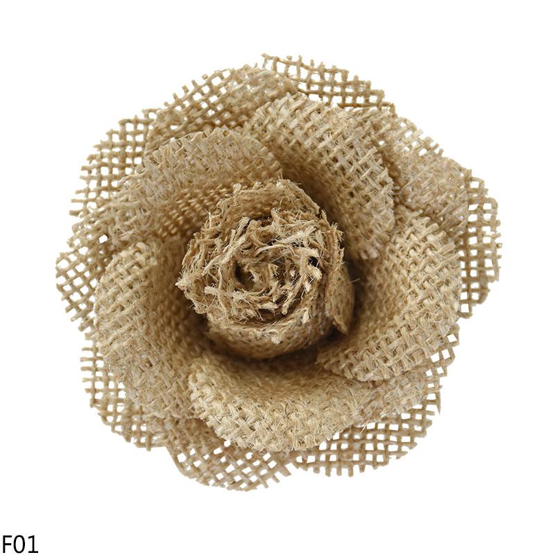 1-5Pcs Jute Hessian Burlap Rose Flowers Heads DIY Linen Handmade Flower Craft Accessories Vintage Rustic Wedding Home Decoration