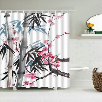Shower Curtain Ink Painting Plant Flower Landscape 3D Printing Bathroom Curtain Polyester Waterproof Home Decor Curtain 180X180