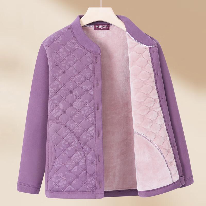 Yalu Women's Fleece-Lined Thermal Cardigan for Seniors