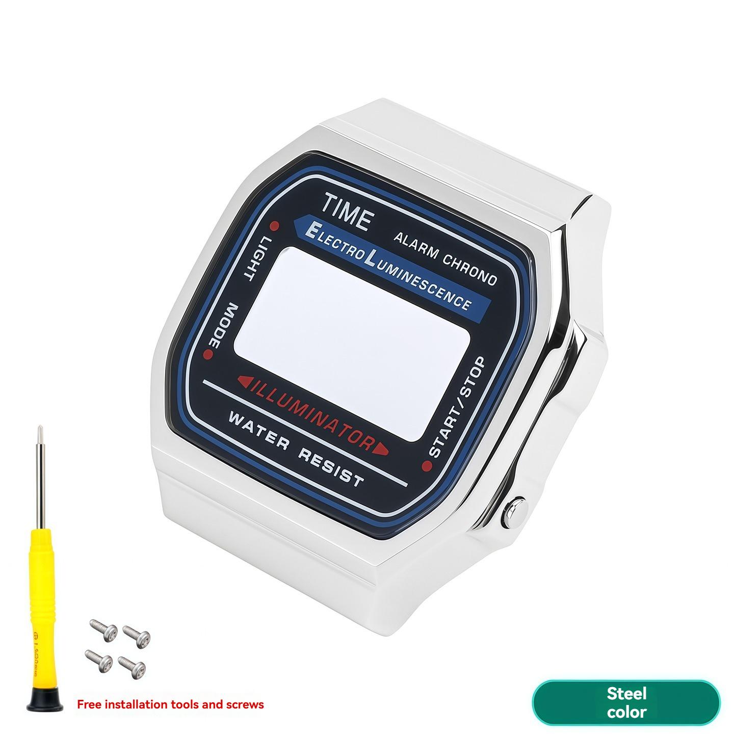 A168 Модифицированный металлический корпус часов для Casio Маленькие квадратные часы a168 A168WG-9WDF A168WGG-1B A168WEM Корпус часов из нержавеющей стали For A168