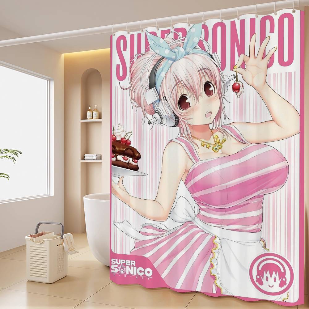 

Super Sonico Manga Anime Bathroom Shower Curtain Shielding Partition Shower Curtain Quick Dry Can Be Scrubable Light Opaque Bath 90x180 cm