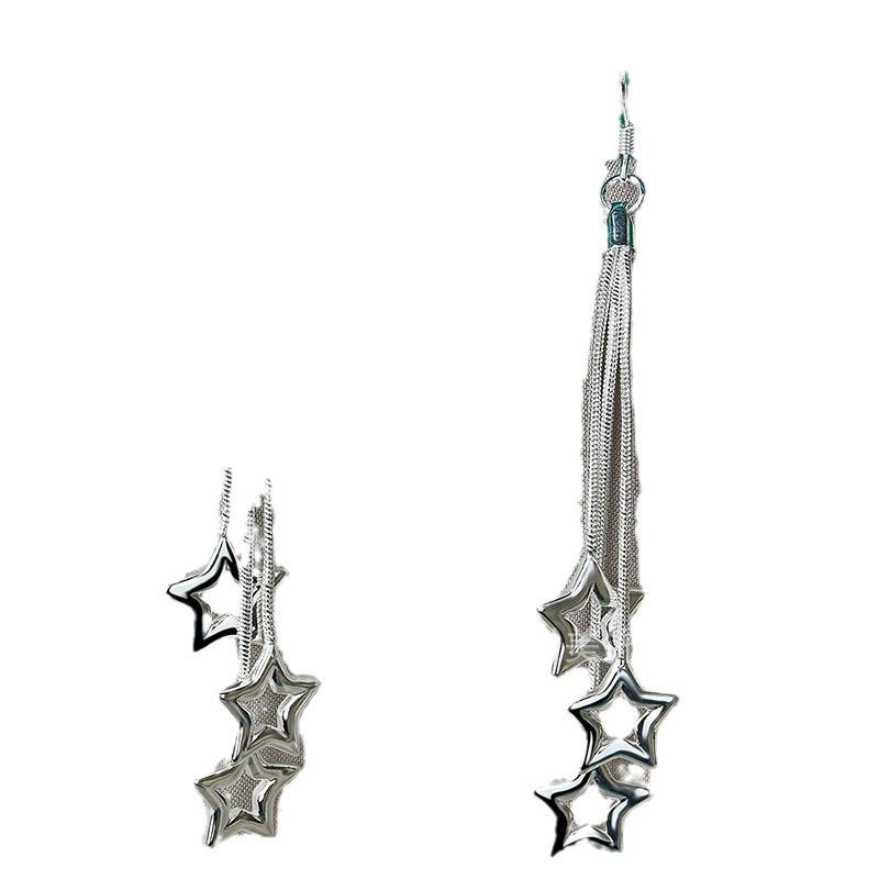 Star Filigree Silver Long Earrings for Women by West Lake Beauty