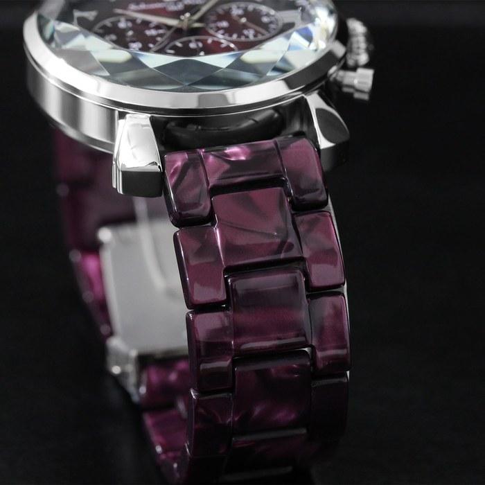 [Salvatore Marra] Watch Chronograph Multi-faceted Glass Acetate Band Gradient Men's Purple SM19104A-SSPL