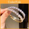 Modern Zircon Round Open Cuff Bracelet For Women Elegant Chic Jewelry Accessory