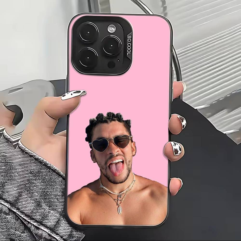 Hot Singer B-Bad Bunny Phone Case For iPhone 17,16,15,14,13,12,11 Plus,Pro Max,XS,Colorful Silver Black Cover