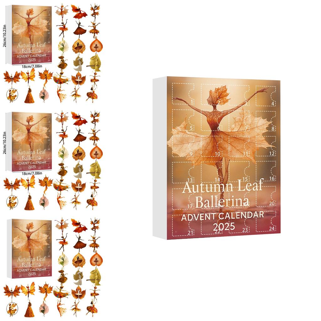 Świąteczny 24-dniowy Kalendarz Adwentowy z Dziewczyną z Liściem Klonowym i Motywem Baletowym Akrylowa Świąteczna Niespodzianka