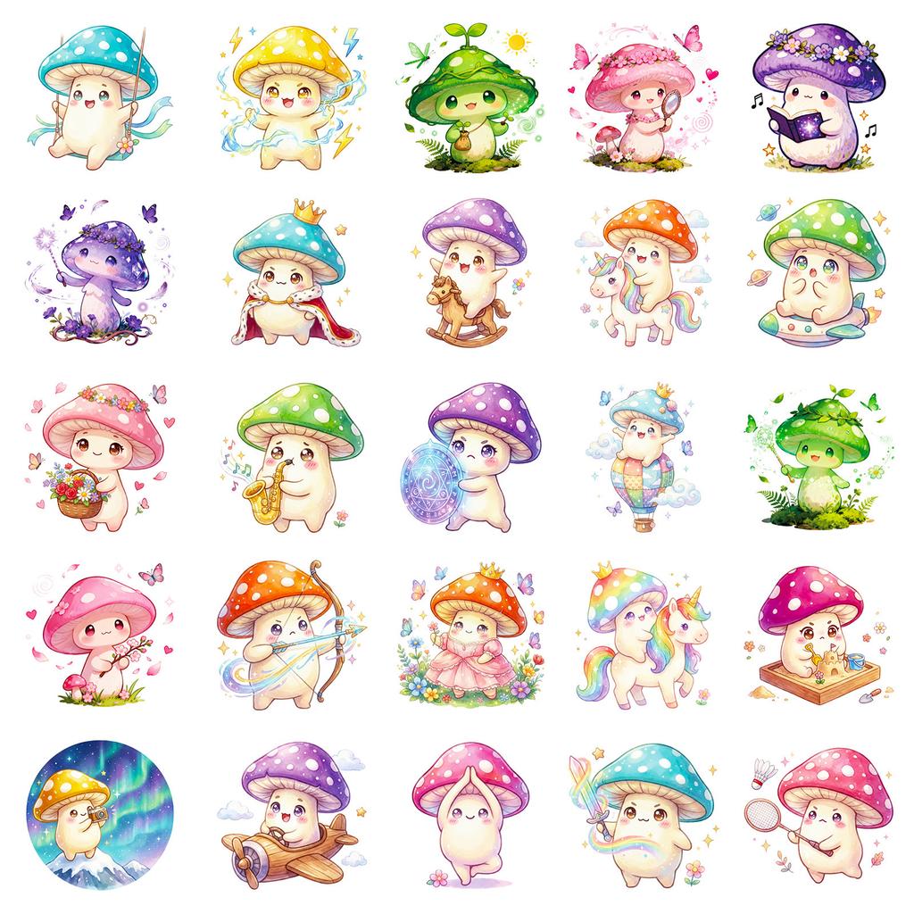 56/112Pcs Colorful Mushroom Creative Cartoon Stickers DIY for Stationery Box Pen Holder Lunch Box Phone Laptop Guitar Waterproof