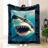 Deepsea Shark Theme Flannel Printed Blanket Suitable for All Seasons Suitable for Living Room Office Sofa and Travel 180x250CM