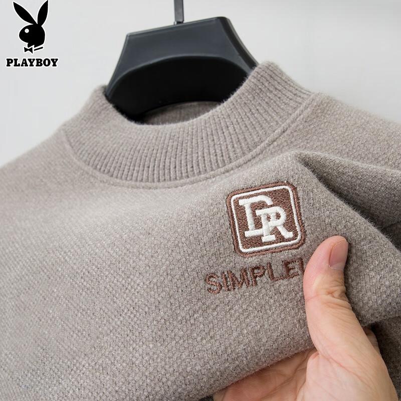 PLAYBOY Men's Thickened Fleece-Lined Knit Sweater