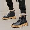 Autumn and Winter Trend Cowhide Martin Boots High-top Tooling British Style Invisible Inner Heightening Thick-soled Lace-up Tooling Boots Men's Boots