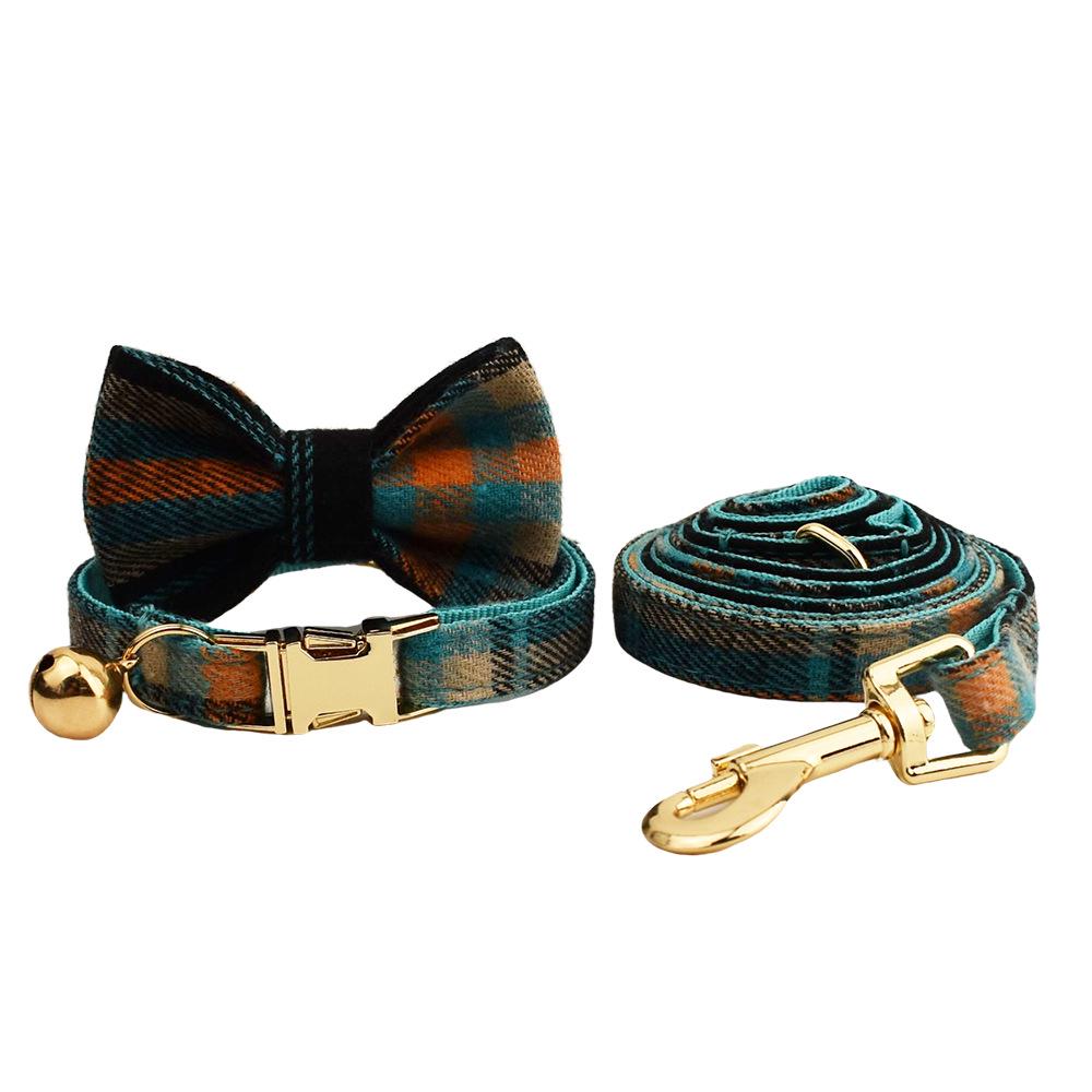 Plaid Series Engravable Pet Collar with Bell - For Cats & Dogs