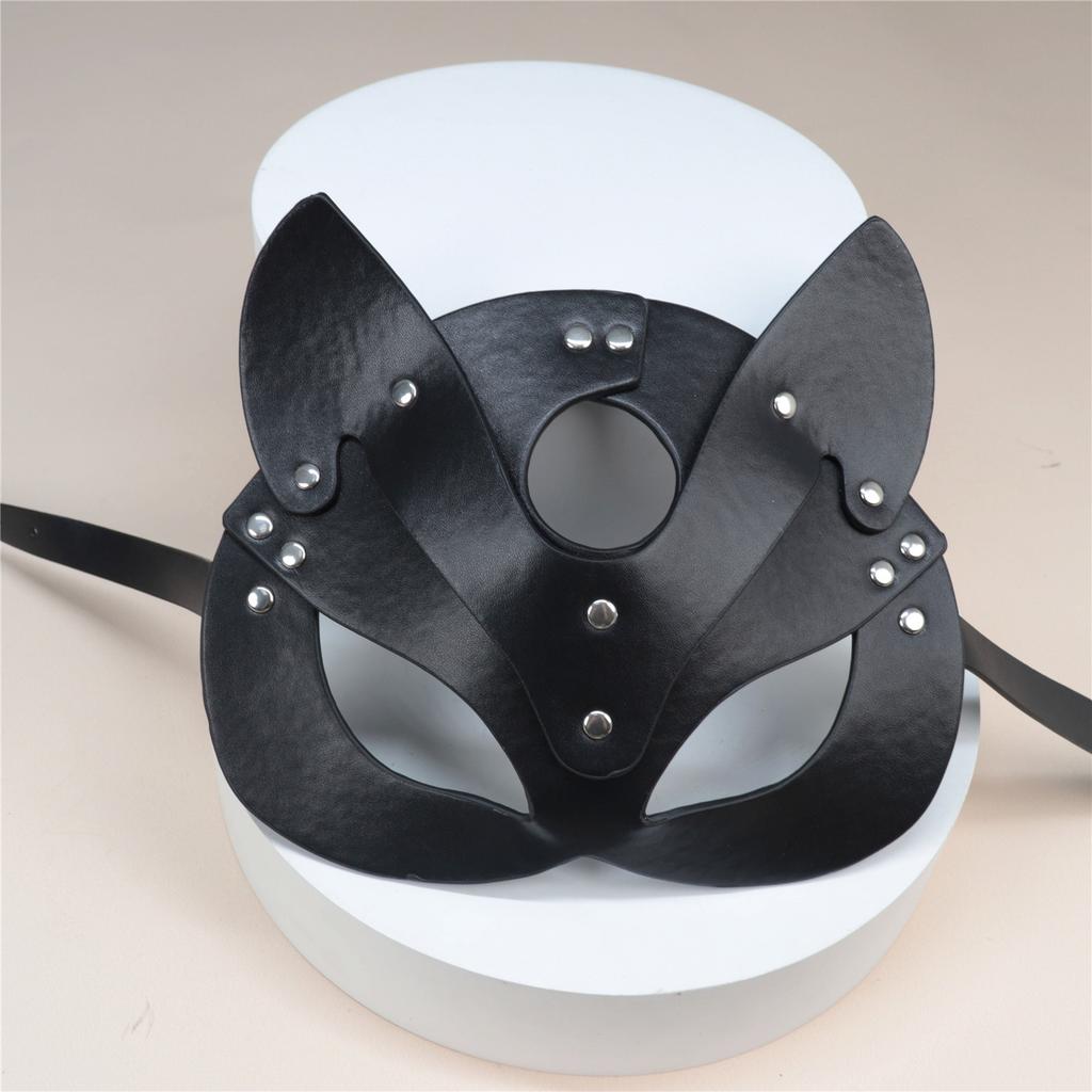 Máscara de Gato de Cuero para Hombre Cosplay Anime BDSM Halloween Máscara Vegana Hombre Sexy Fiesta Rave Punk Fetichismo Steampunk Máscara de Baile de Máscaras Carnaval