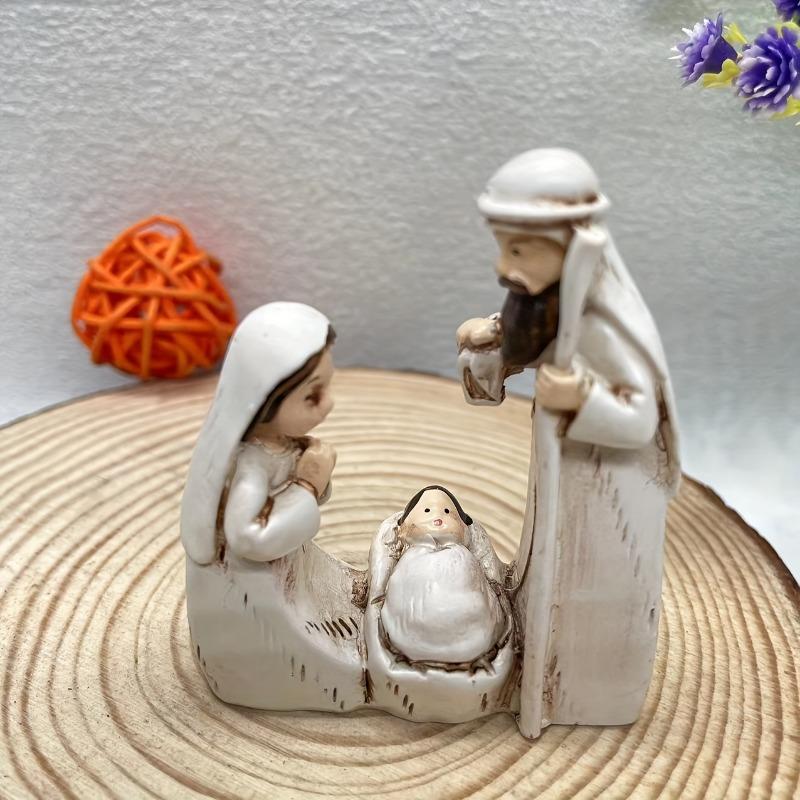 Resin Nativity Set Adorable Desktop Display for Christmas Easter Hanukkah Thanksgiving and Father's Day