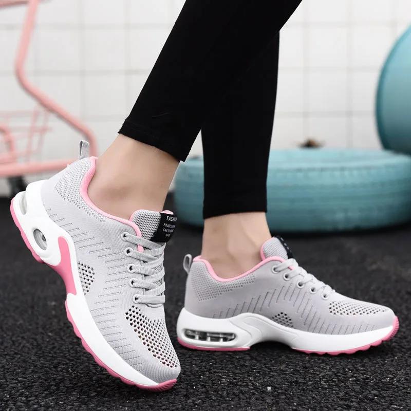 Women Summer Lightweight Sneakers Outdoor Ladies Sports Breathable Mesh Comfort Running Shoes Air Cushion Basketball Shoes