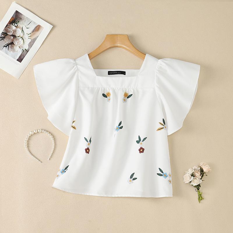 ZANZEA Women Casual Round Neck Short Sleeve Loose Floral Print Blouse S